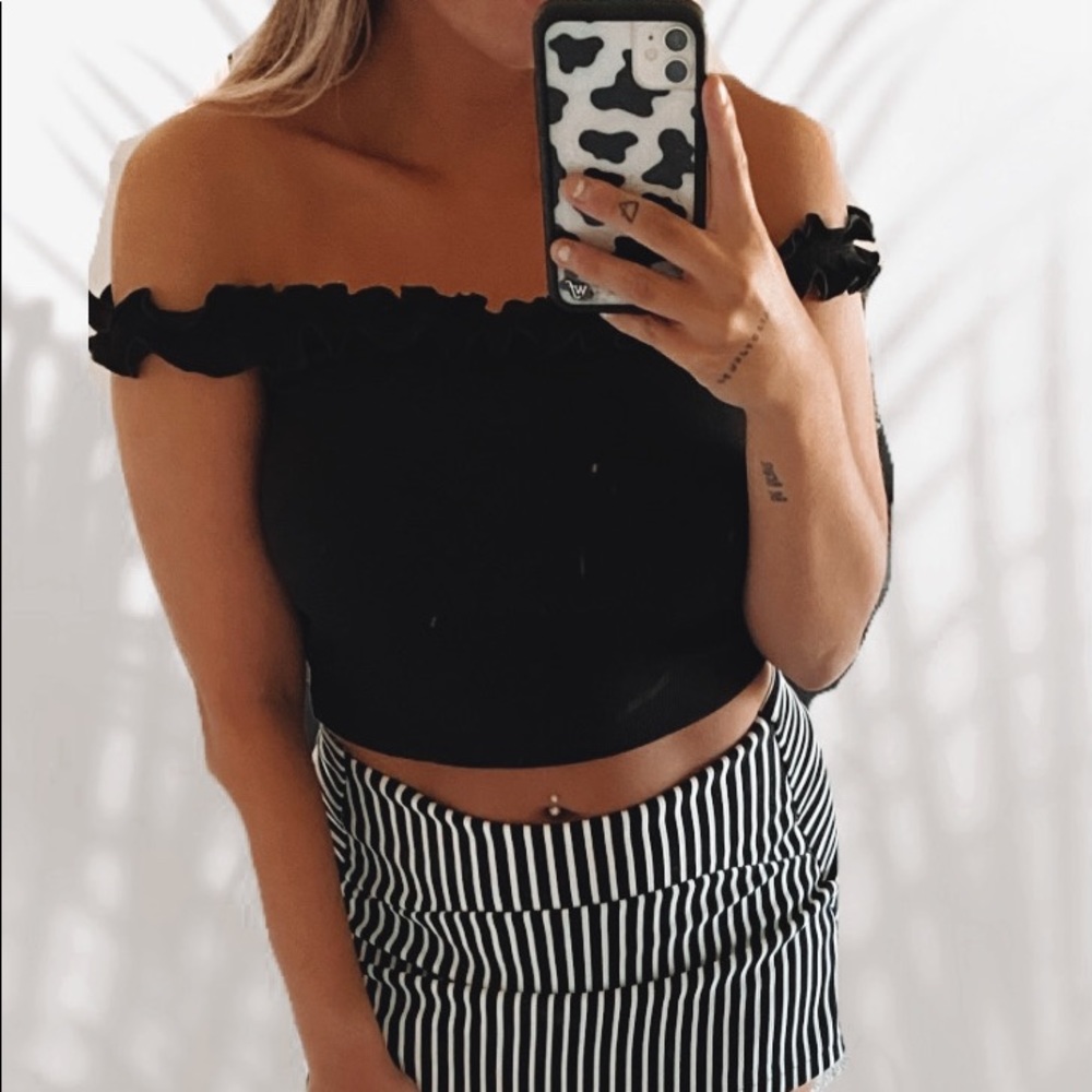 Black ruffle top